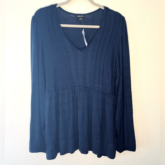 Torrid Blue Long Sleeve Babydoll Top Size 1X NWT - Picture 1 of 6